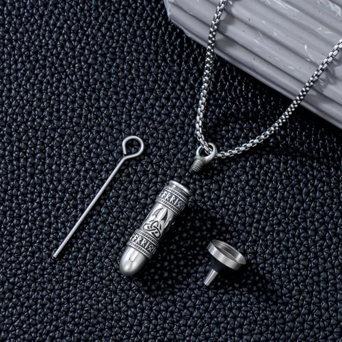 SIMONLY Bullet Urn Necklaces for Ashes 925 Sterling Silver Lion Eagle Compass Tree of Life Necklace Viking Warrior Leo Cremation Jewelry for Men Women Unisex4