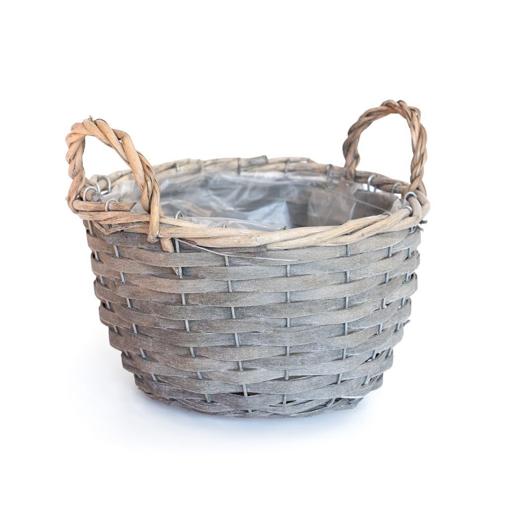 Arthur Cameron Natural - Marlston Wicker Planter Decorative Home Accessories - This Wicker Basket With Handles Is An Elegant Housewarming Gift For Plant Lovers (Medium)
