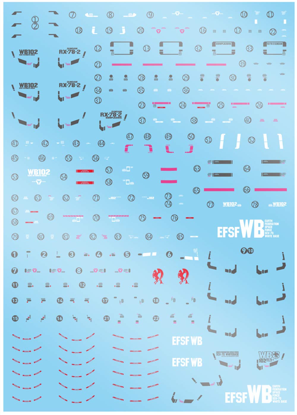 Decals Water Paste Stickers Decal fits Bandai Hobby RG 1/44 RX-78-2 Gundam 1/44 Scale
