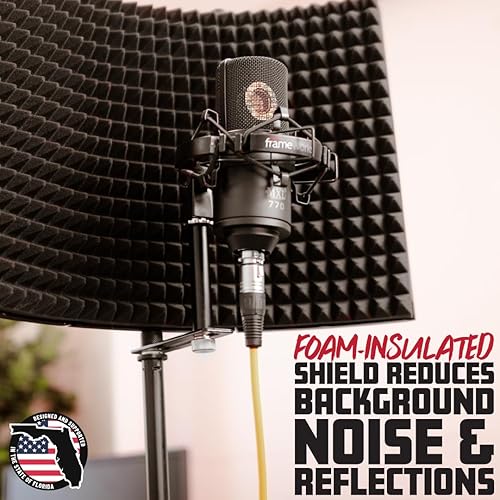 Miniatura 2 de Gator Frameworks Escudo de aislamiento de micrófono de escritorio portátil con soporte de base redonda 12 "x 16" (GFW-MICISO1216)