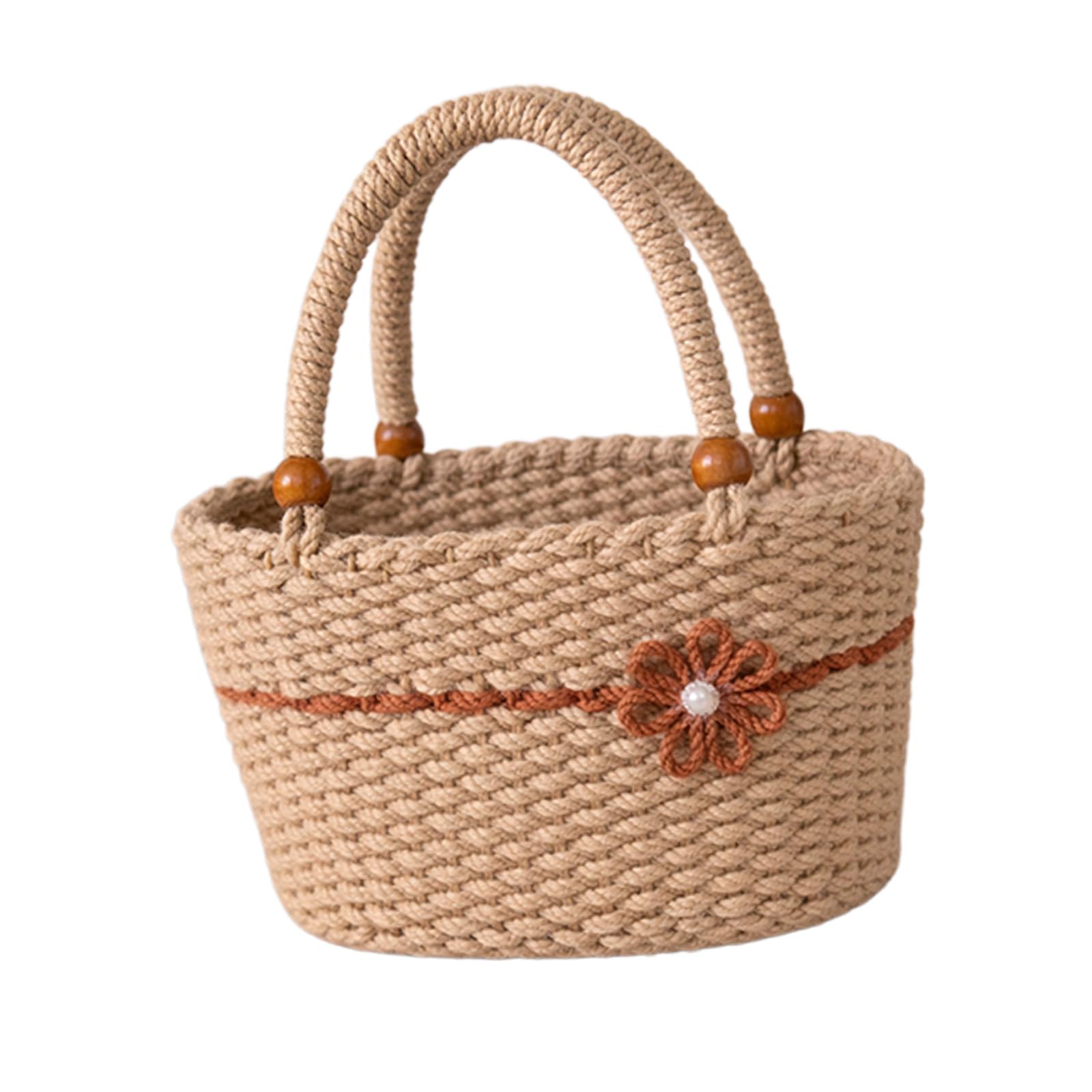 Adaptable Circular Woven Carrier for Shopping Goods Reading Materials and Trip Necessities 13cm Depth Round Woven Basket