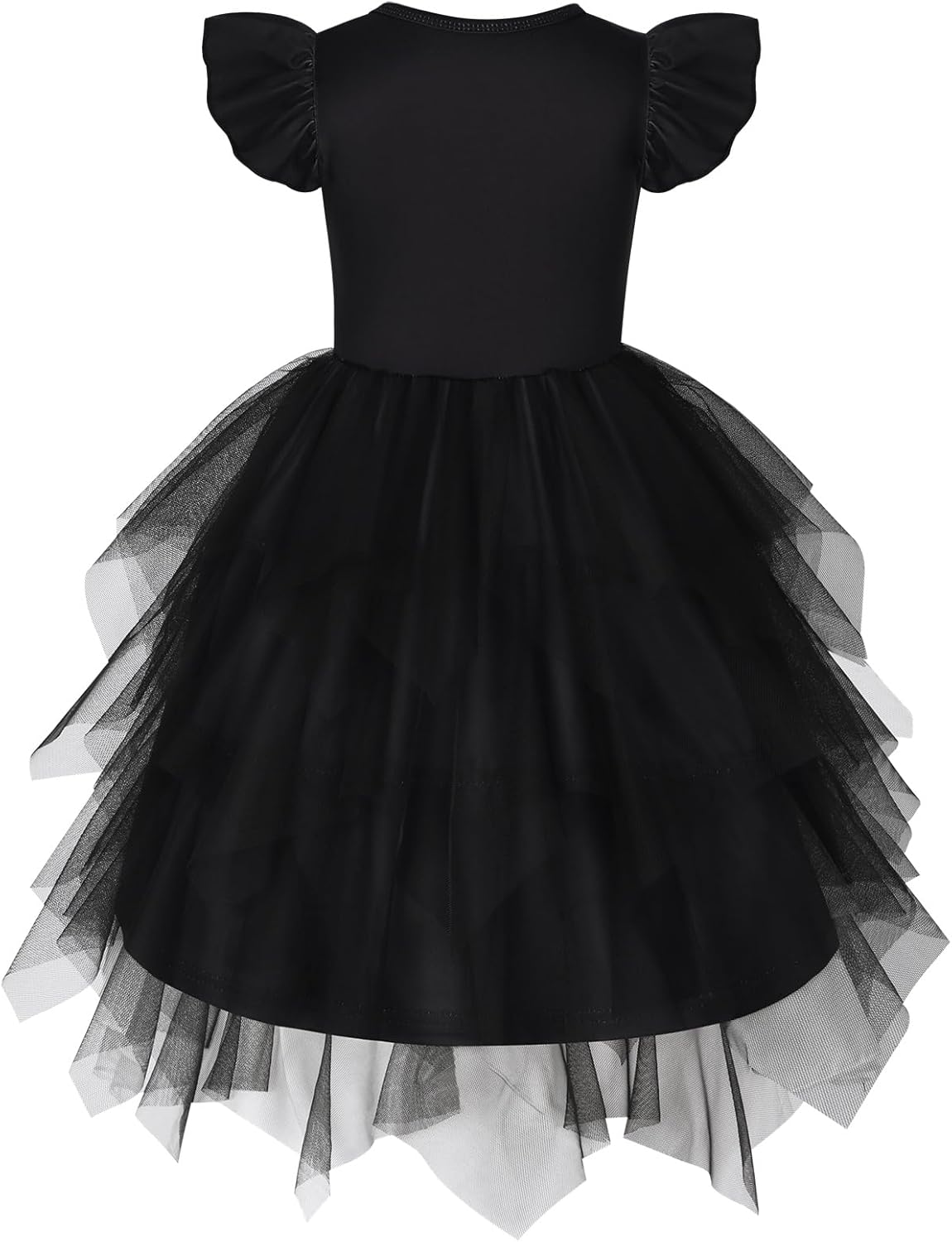 COTRIO ガールズカジュアルドレス イレギュラーチュールチュチュドレス フォーマルドレス フリルスリーブ スケーター トワールサ