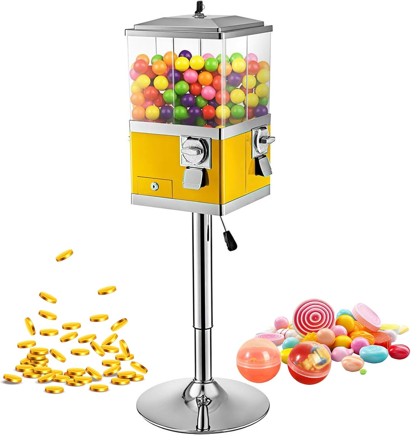 回転式ガムボールマシン（スタンド付き）、商業用キャンディ自動販売機、鍵、コイン式バブルガム