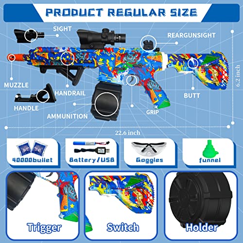 Electric Gel Ball Blaster, High Speed Automatic Splatter Ball Blaster With 40000 Water Beads And Goggles, Jiftok Rechargeable Splatter Ball Toys For Outdoor Activities Shooting Game Party Favors—Color #TOP4
