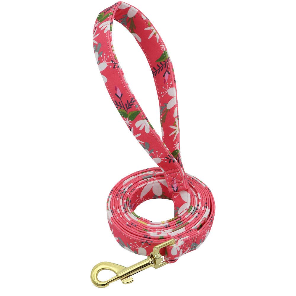 Correa para Perro con Estampado Floral, de Nailon, 150 cm, para Perros pequeños y medianos, Color Rojo, Correa de tracción para Cachorros (roja)