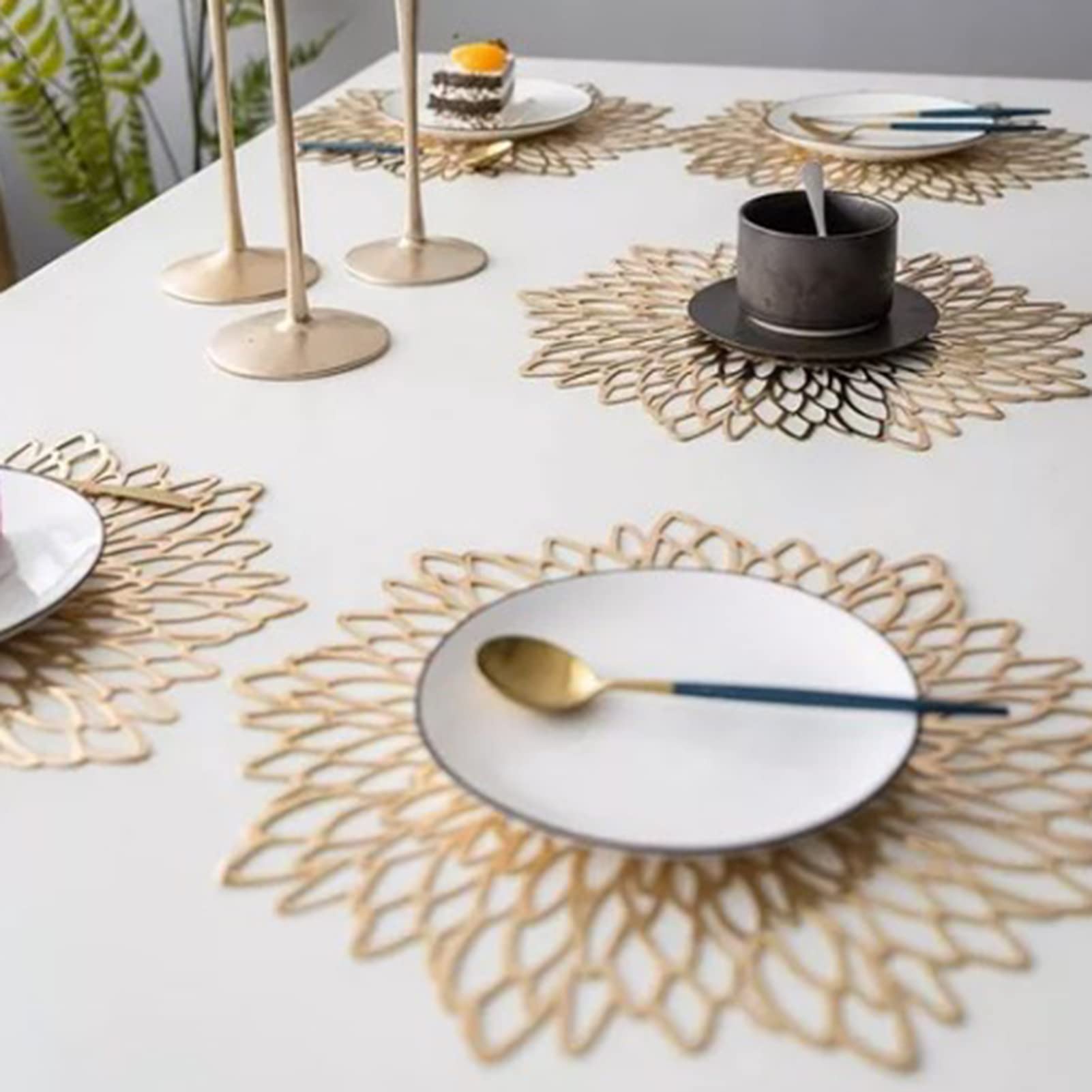 Tovagliette Rotonde Oro Eleganti - Set Da 12 Per Tavola Chic Con Design In Lamina D'oro, Resistente Al Calore