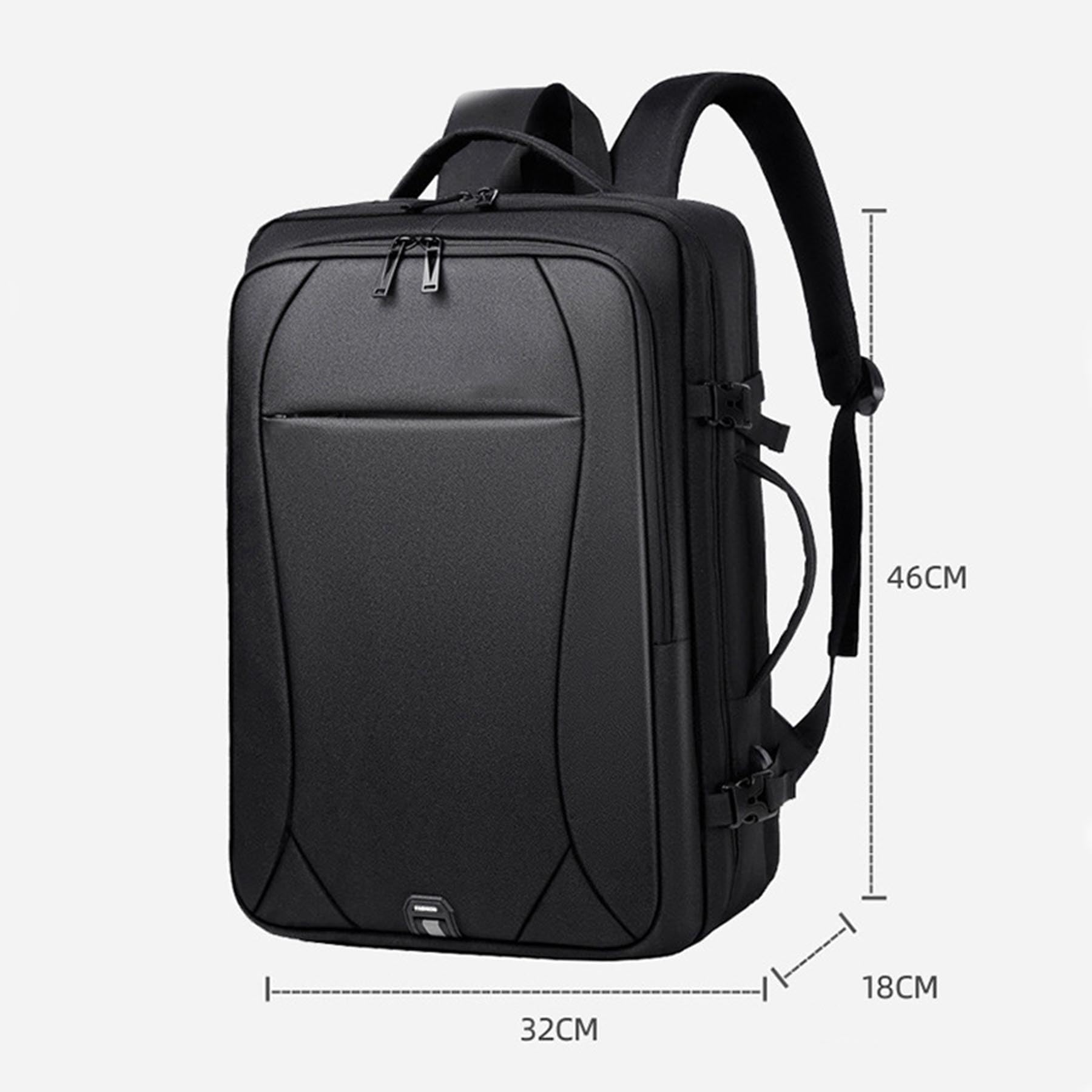 Zaino da viaggio multi-tasca per laptop, ampio zaino per viaggi d'affari con fascia per trolley, zaino leggero e impermeabile per pendolari con porta di ricarica USB,Grigio