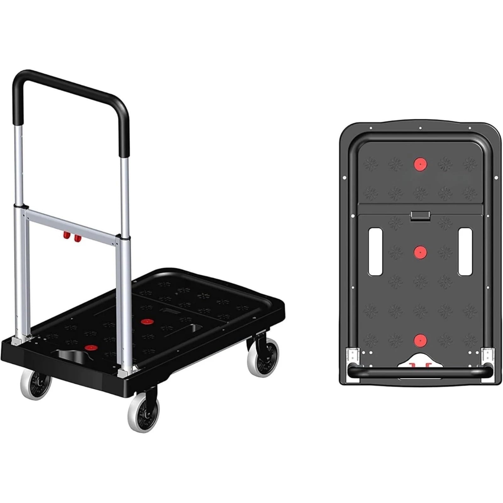 Carrello pieghevole da 1 confezione, carrello manuale Para piattaforma Para ruote, 300 libbre(300 LB 3 Pack)