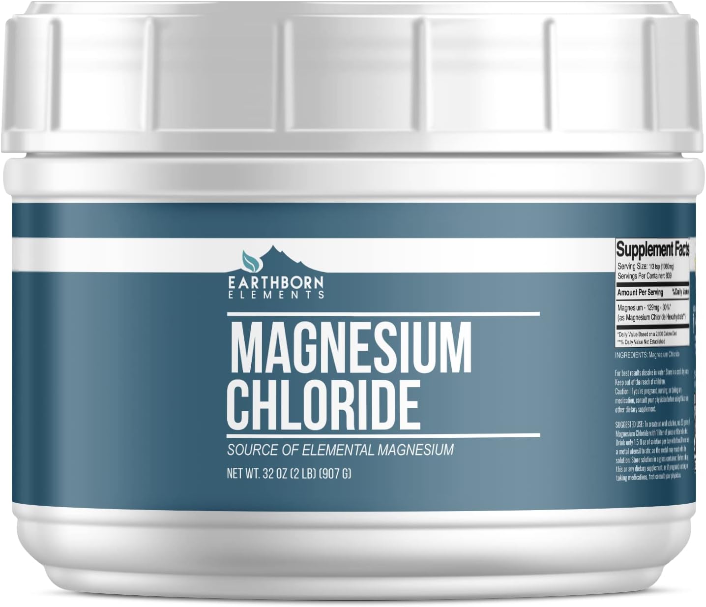 Earthborn Elements Magnesium Chloride (2 lb), Dietary Supplement, Great Source of Elemental Magnesium