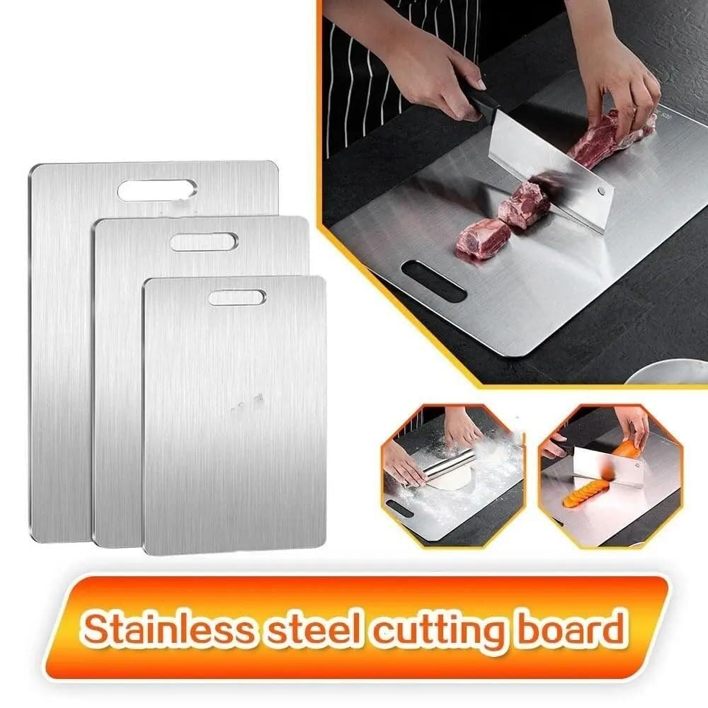 Tabla De Cortar Tablas De Cortar Tabla Acero Inoxidable Cocina Engrosada Doble Cara Bloque Amasar Antibacteriana(46x30cm)