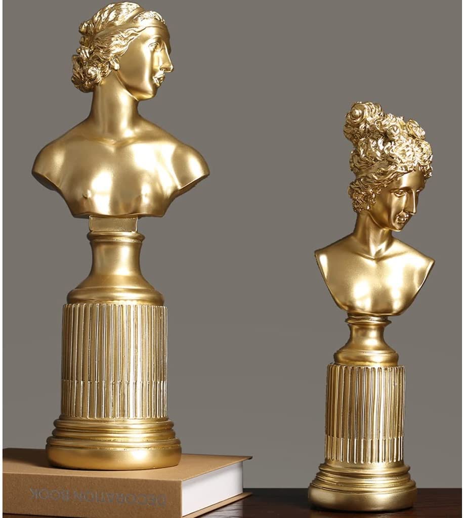 Ozdoby dekoracyjne, dekoracja wnętrz biust-złota żywica statua na biurko rzeźba rzemiosło dekoracja biurowa (36cm)