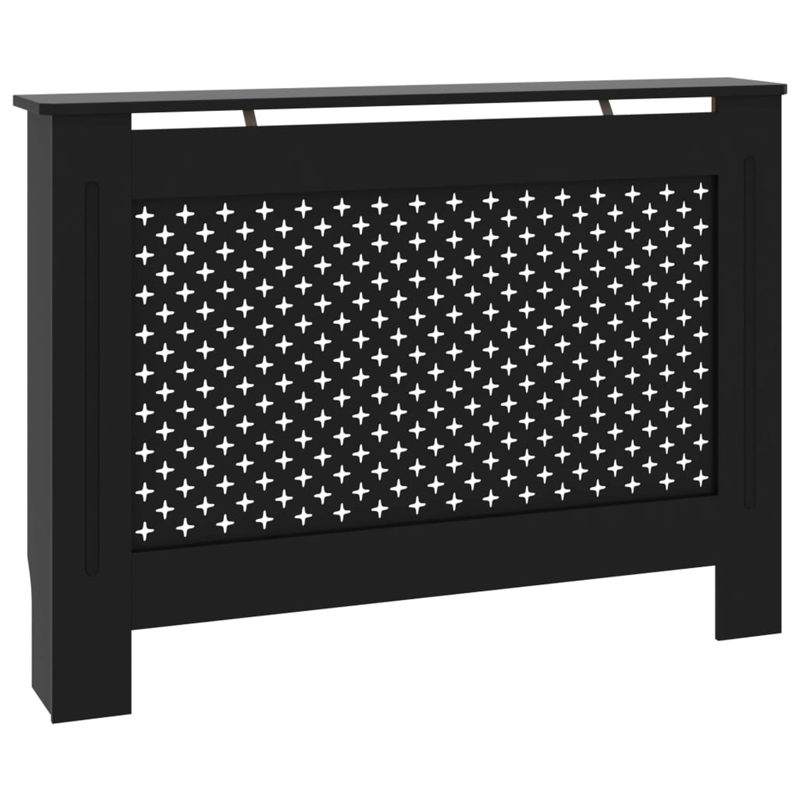 Sufrk Black Radiator Cover 112 x 19 x 81.5 cm in MDF, Modern and Elegant Slatted Radiator Cover for Home, MDF and Steel