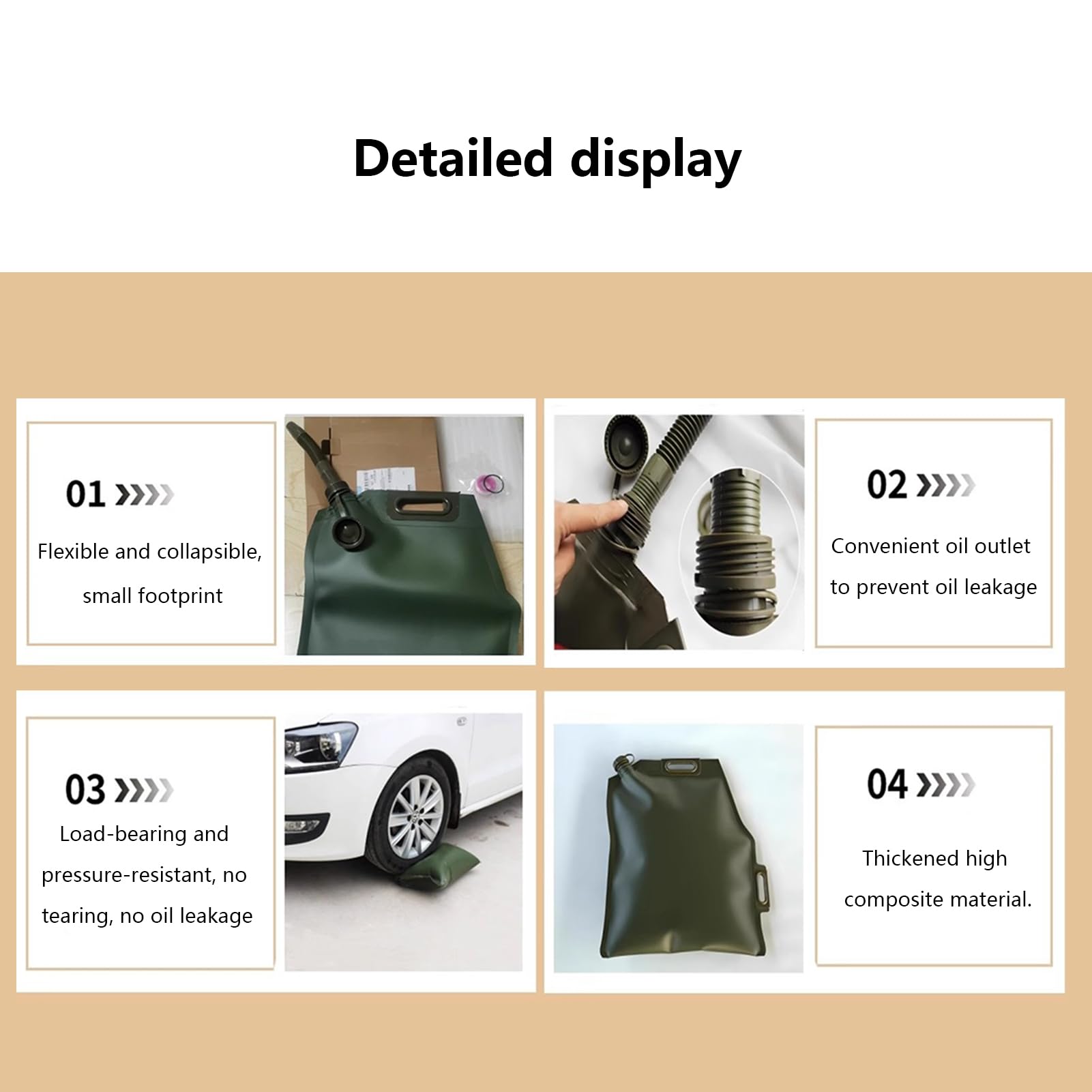 Depósito De Combustible Portátil Bidón De Gasolina Plegable para Emergencias, Acampadas Y Actividades Al Aire Libre,20L