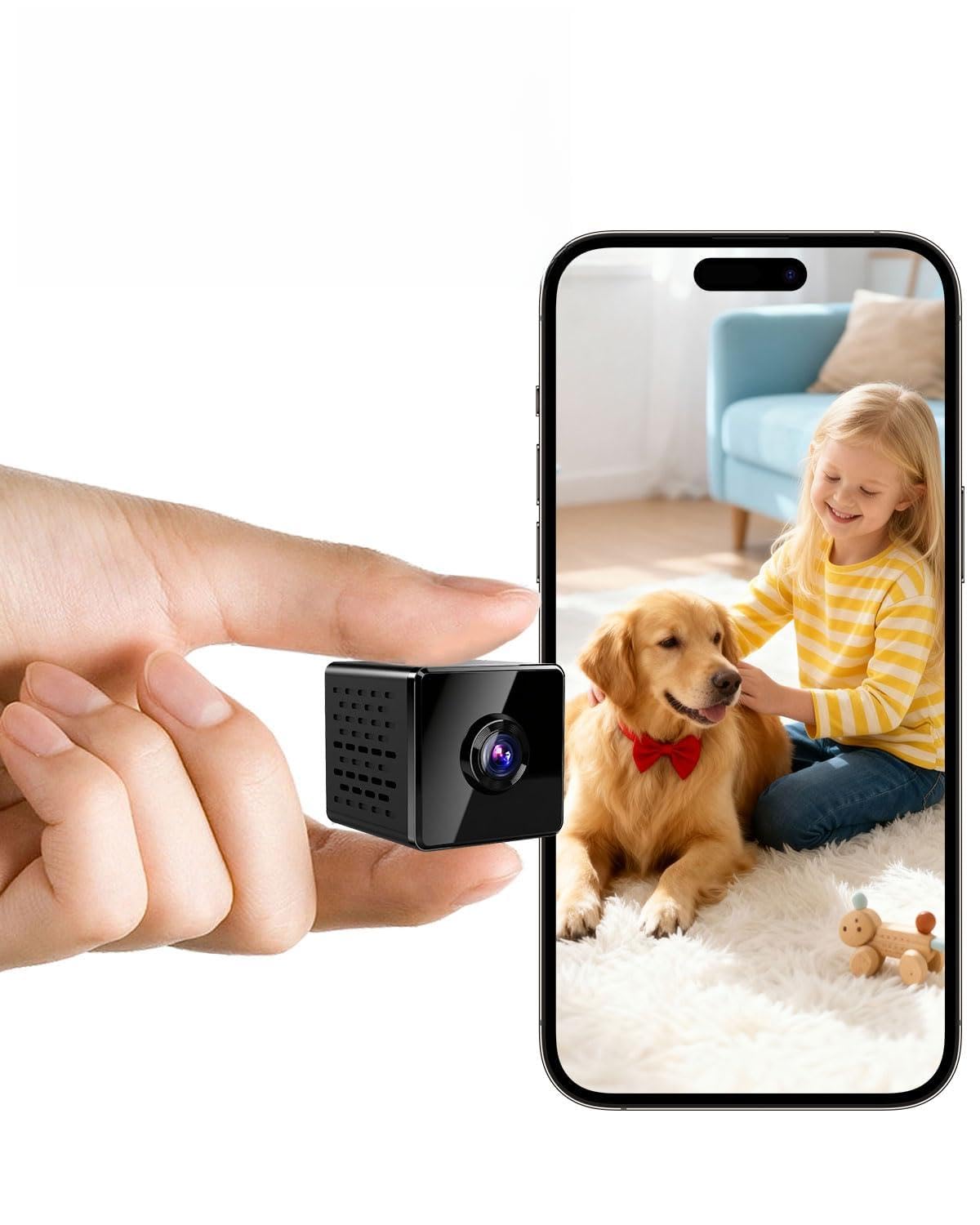 javiscam Mini Caméra Espion sans Fil 2K, WiFi Intérieure avec Vision Nocturne, Détection de Mouvement, Enregistrement Local et Cloud, Adaptée aux Bébés, Animaux, Personnes Âgées et Sécurité Maison