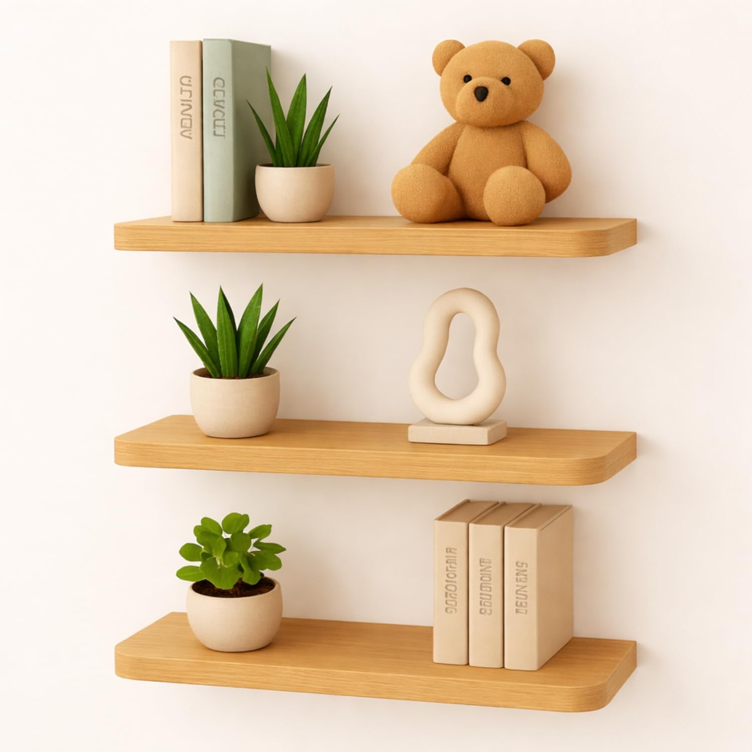 Premium 18 Inch Floating Shelves for Wall Set of 3, Solid Wood Wall Mounted Shelf for Living Room, Bedroom & Office, Modern Minimalist Design-image-49
