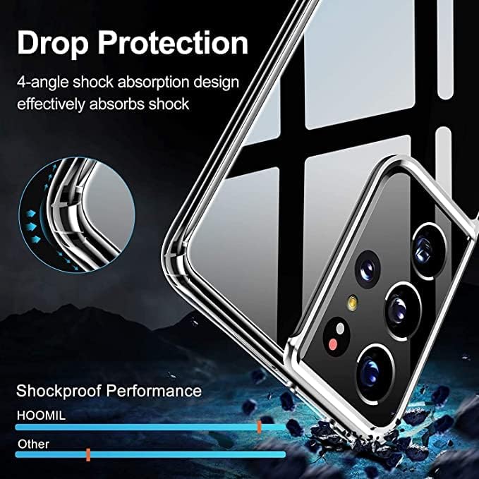 HOOMIL Crystal Clear Designed for Samsung Galaxy S21 Ultra Case, Anti-Scratch Slim Fit with Shockproof Airbags Protection - Transparent
