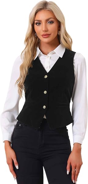 Allegra K Women's Steampunk Velvet Waistcoat