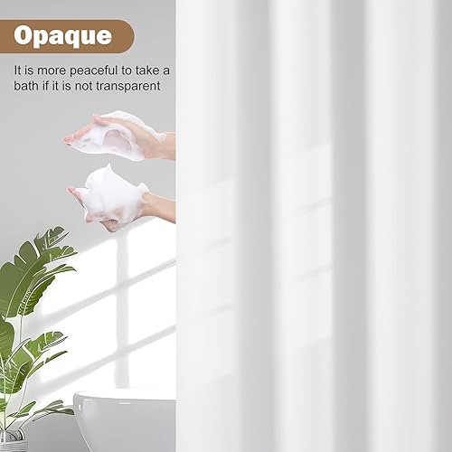 Miniatura 3 de UFRIDAY Cortina de ducha blanca de PEVA de 72 x 72 pulgadas, cortina de ducha resistente con 3 imanes pesados, cortinas de baño impermeables de