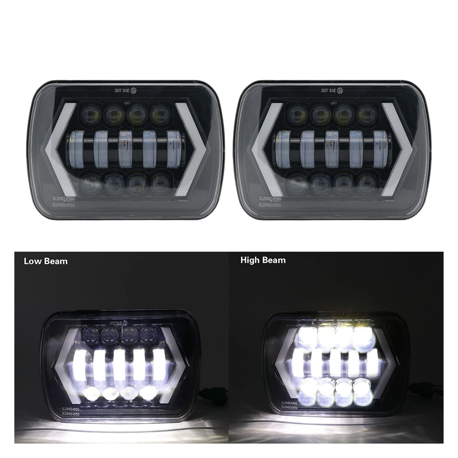 Faro Delantero LED 5x7 Pulgadas Para Jeep Cherokee XJ - 55W, Alto/Bajo, Halo, Resistente Al Agua IP67
