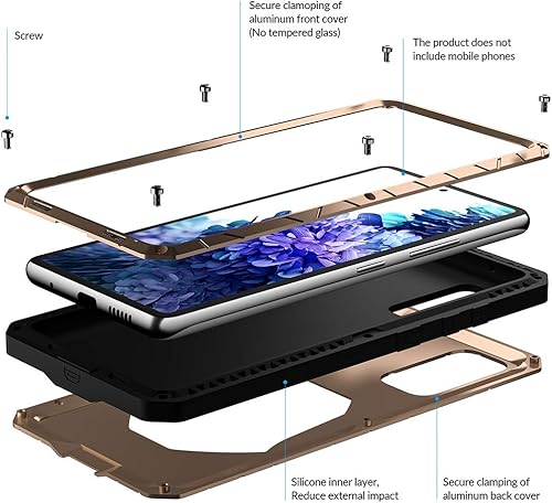Miniatura 2 de Carcasa Feitenn de metal para Samsung S20 FE 5G, carcasa robusta para Galaxy S20 FE 5G, funda rígida tipo escudo militar con antigolpes, a prueba de