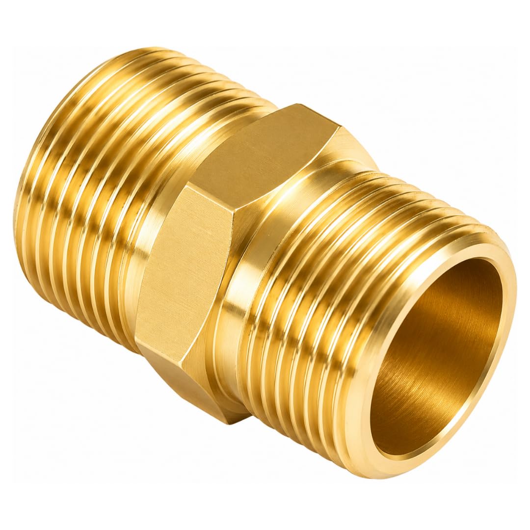 JPT Heavy Duty M22-15mm Metric Male Thread Fitting | Solid Brass Build | Withstand 5000 PSI Pressure | Pressure Washer Hose Extension Coupler-image-14