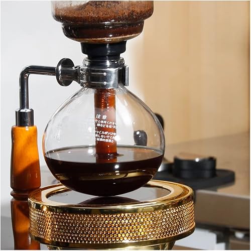 Miniatura 6 de JITEM Cafetera Syphon Cafetera manual retro de vidrio al vacío, percoladores de 3 tazas de vidrio de mesa de sifón para café o té