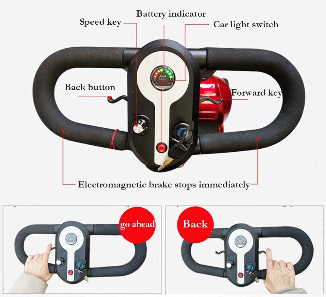Silla de Ruedas Ligera, Ruedas Dgpoad Ligeras Scooter eléctrico para Adultos Scooter de Movilidad Eléctrica Scooter de Viaje para Personas Mayores de Servicio Pesado, Plegable, pasamanos que se Pued