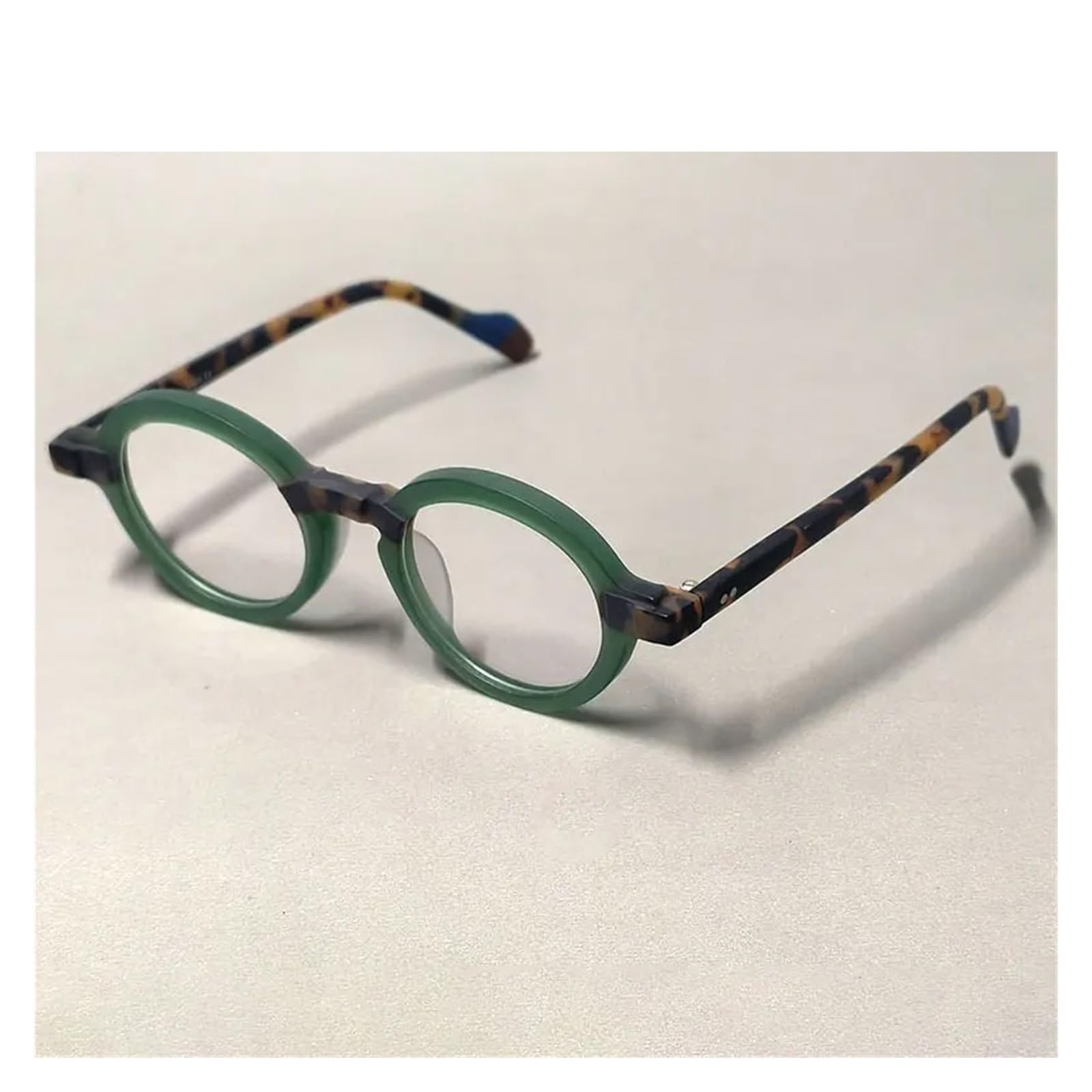 Acetat-Brille, runde Brillengestelle, große, Nicht verschreibungspflichtige Brillen, Brillen for Computer, Unisex, Lesebrille, mattiert(Rosso)