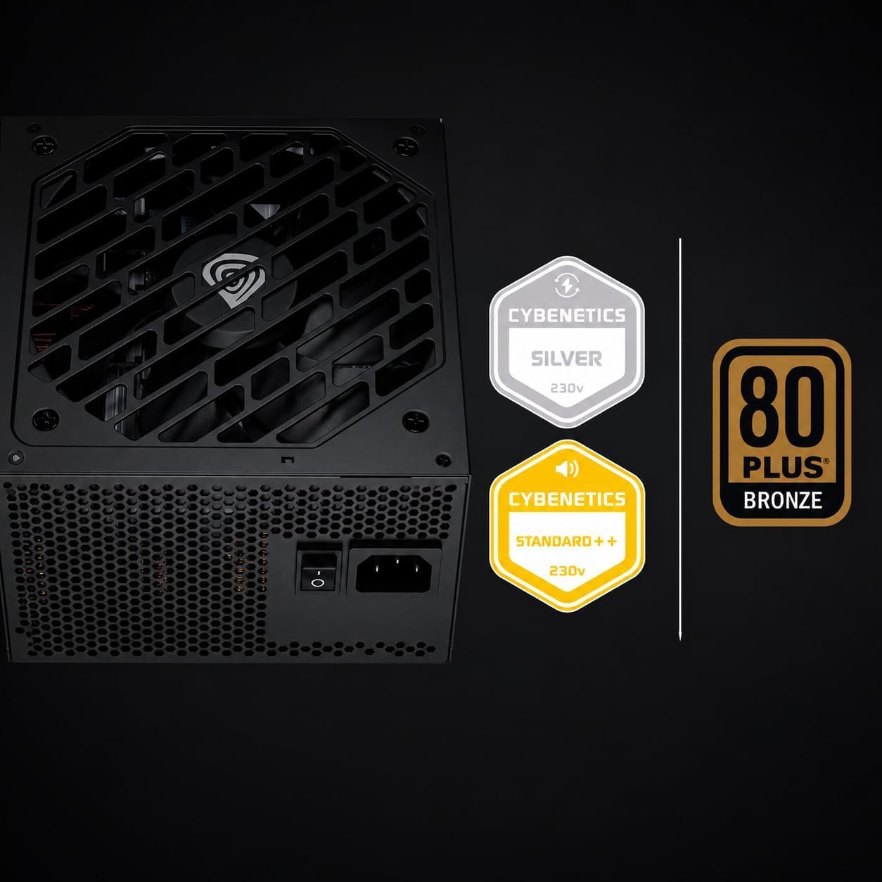 Nihon 650NM PC 650W czarny Zasilacz Genesis ATX 3.1 PSU do komputerów gamingowych, 80 Plus Bronze, Cybenetics Silver, 12 V-2x6, wentylator FDB 120 mm, aktywny PFC, 6x SATA, 3x PCI-E, niemodułowy