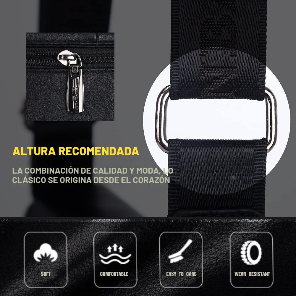 Leathario Bolso Bandolera para Hombre de Cuero Vegetal Vintage - Bolsa de Mensajero Grande Negocio Crossbody Casual Negro Clásico