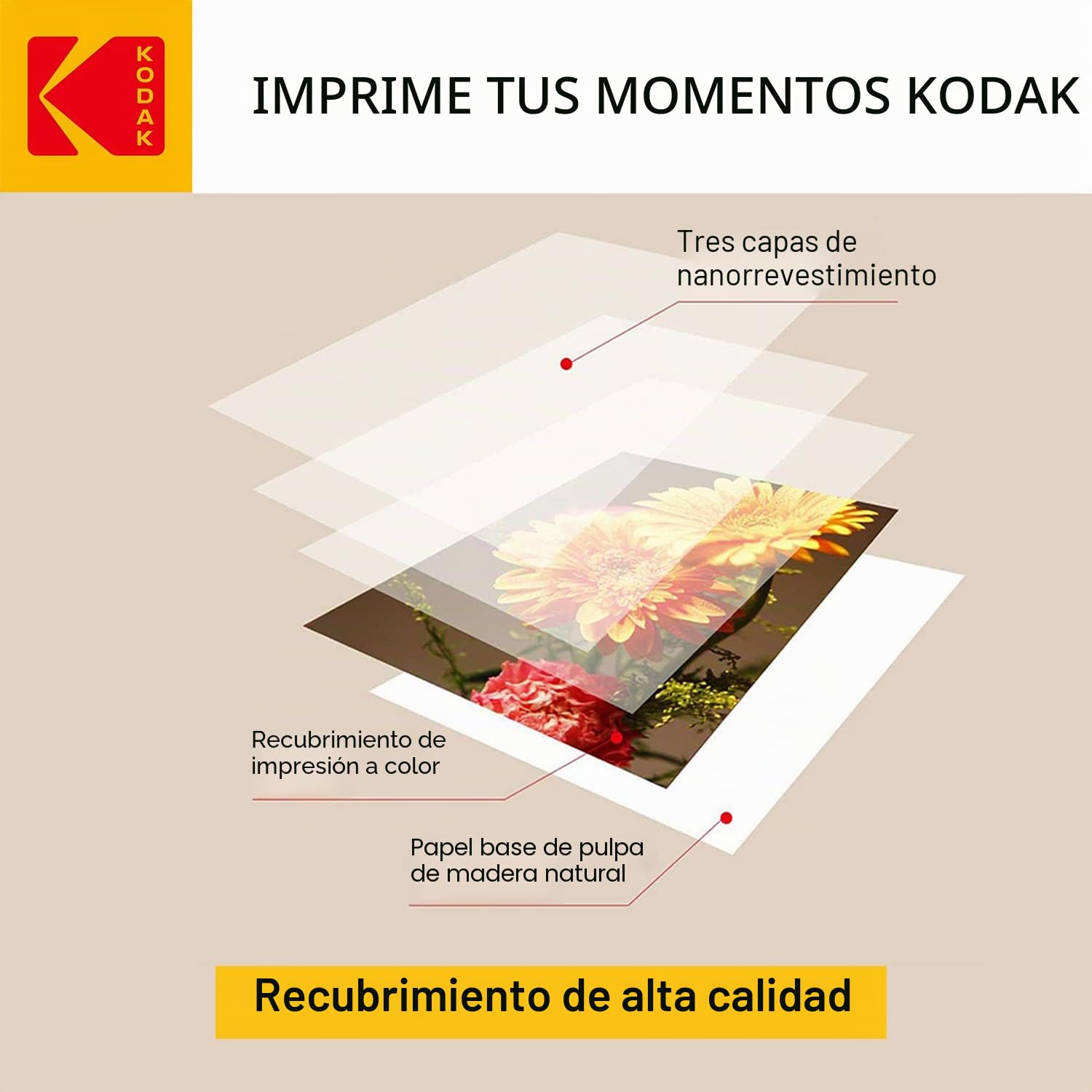 Kodak Papel fotográfico mate, 180 g/m2, DIN A4, 210 mmx297 mm, 50 hojas para impresora de inyección de tinta, papel fotográfico, tarjetas fotográficas, instantáneas, resistentes al agua, color blanco