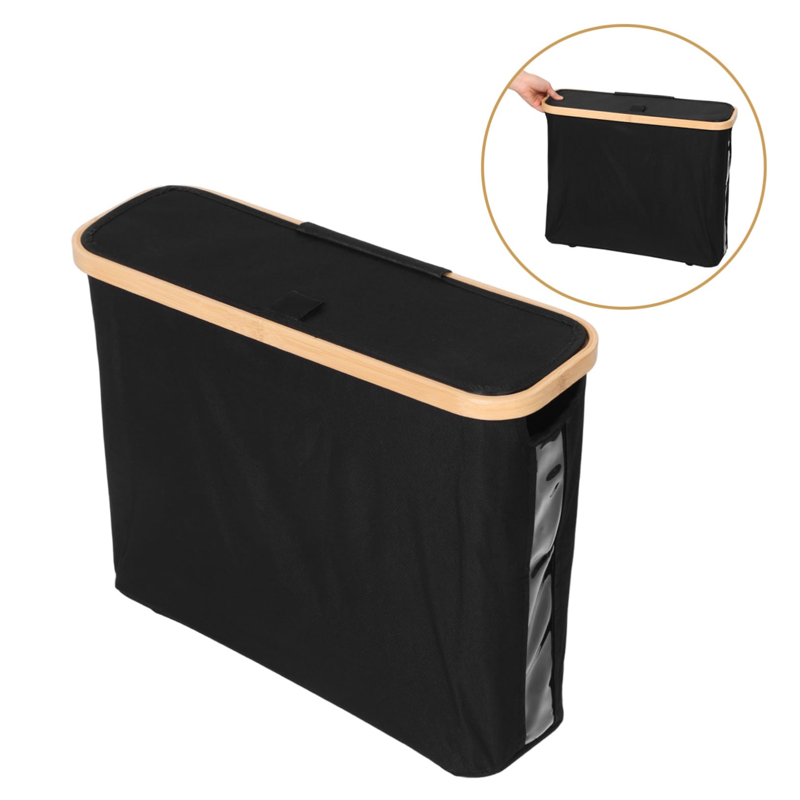 Cesta de Almacenamiento para Papel Higiénico de Tela Negra | Gran Capacidad para Varios Rollos, Uso en Cocina y Baño, Diseño Simple y Versátil