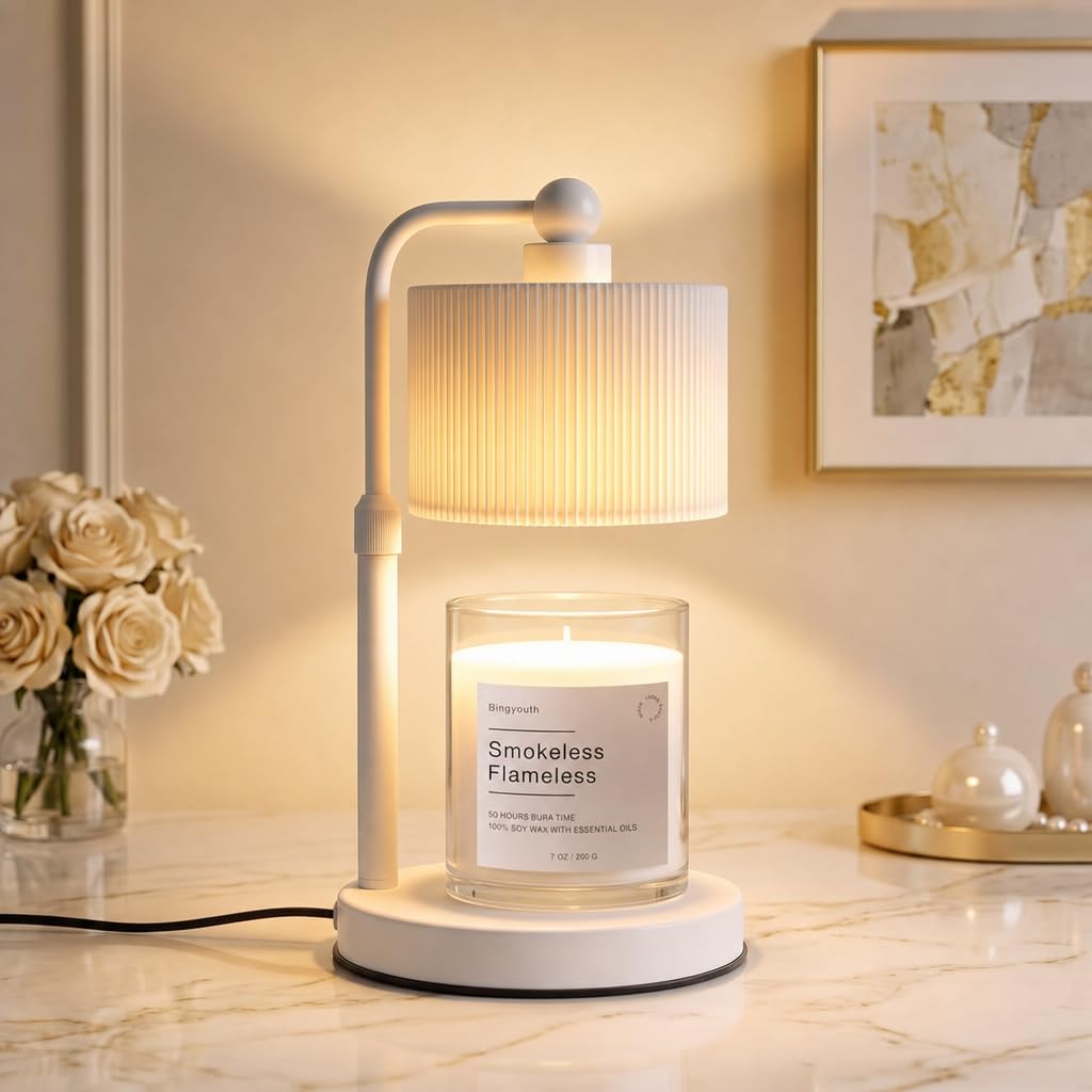 BSBZ - Lampada scalda candela con timer, colore: Bianco