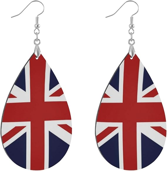 Fashion Teardrop Wooden Earrings Drop Dangle Earings Union Jack British