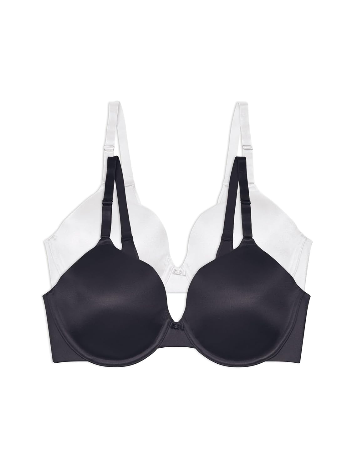 Vanity Fair Womens Full Coverage Beauty Back Smoothing Bra 34B-42D Underwire-2 Pack-Black White 36D