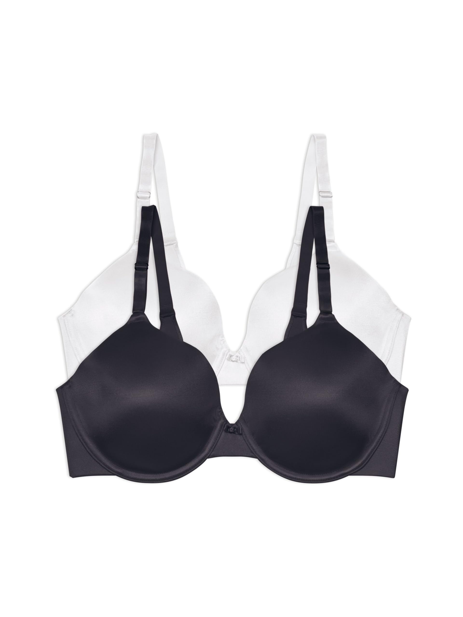 Vanity Fair Womens Full Coverage Beauty Back Smoothing Bra 34B-42D Underwire-2 Pack-Black White 36D