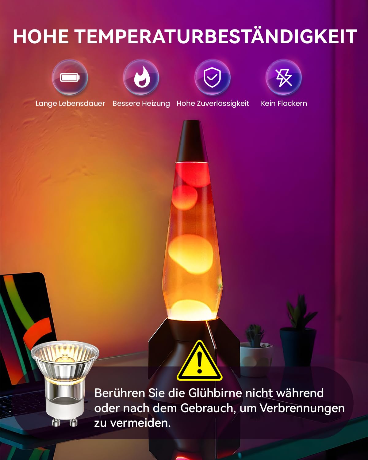 28W GU10 Lavalampe Glühbirne, Mini MR11 Dimmbare Reflektorlampe für Lavalampe GU10 Lavalampen Leuchtmittel Ersatz 180lm 2er Pack