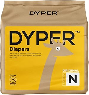 DYPER Viscose from Bamboo Baby Diapers Size Newborn | Honest Ingredients | Cloth Alternative | Day & Overnight | Made with Plant-Based* Materials | Hypoallergenic for Sensitive Newborn Skin, Unscented