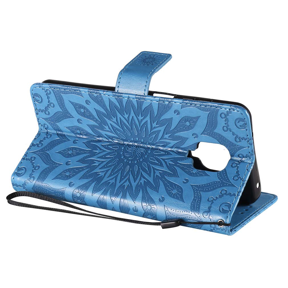 Jasonyu Cover per Xiaomi Redmi Note 9 Pro/Redmi Note 9S Flip Custodia in Pelle PU, Cover a Libro Portafoglio, Funzione Supporto, Magnetica, Slot Schede, TPU Bumper Caso Custodia (Blu