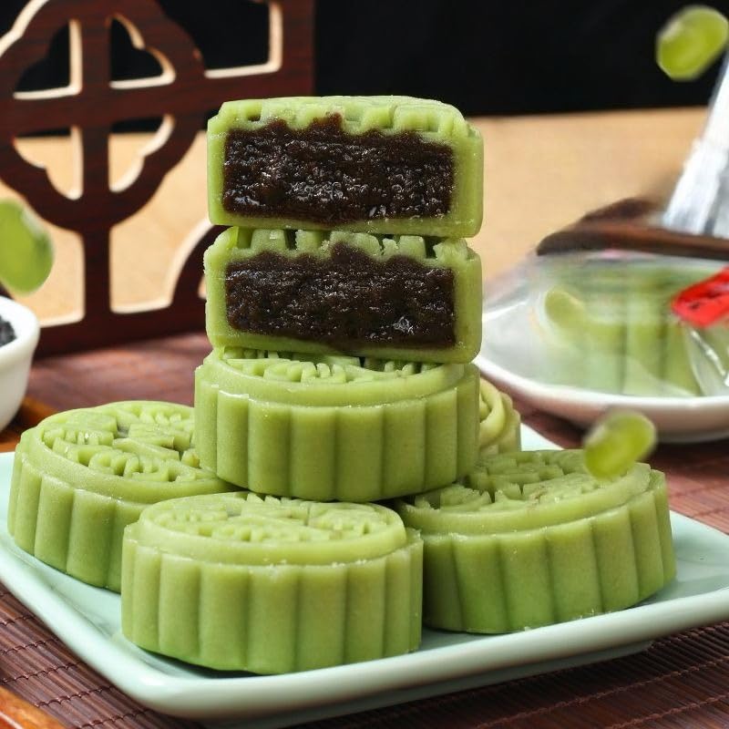 Black sesame mung bean cake,handmade mooncake,Mid-Autumn Festival mooncake，old-fashioned traditional pastry，Mid Autumn gifts pack,soft cake cookies, instant breakfast bread, Dim sum, sweets (1500g)