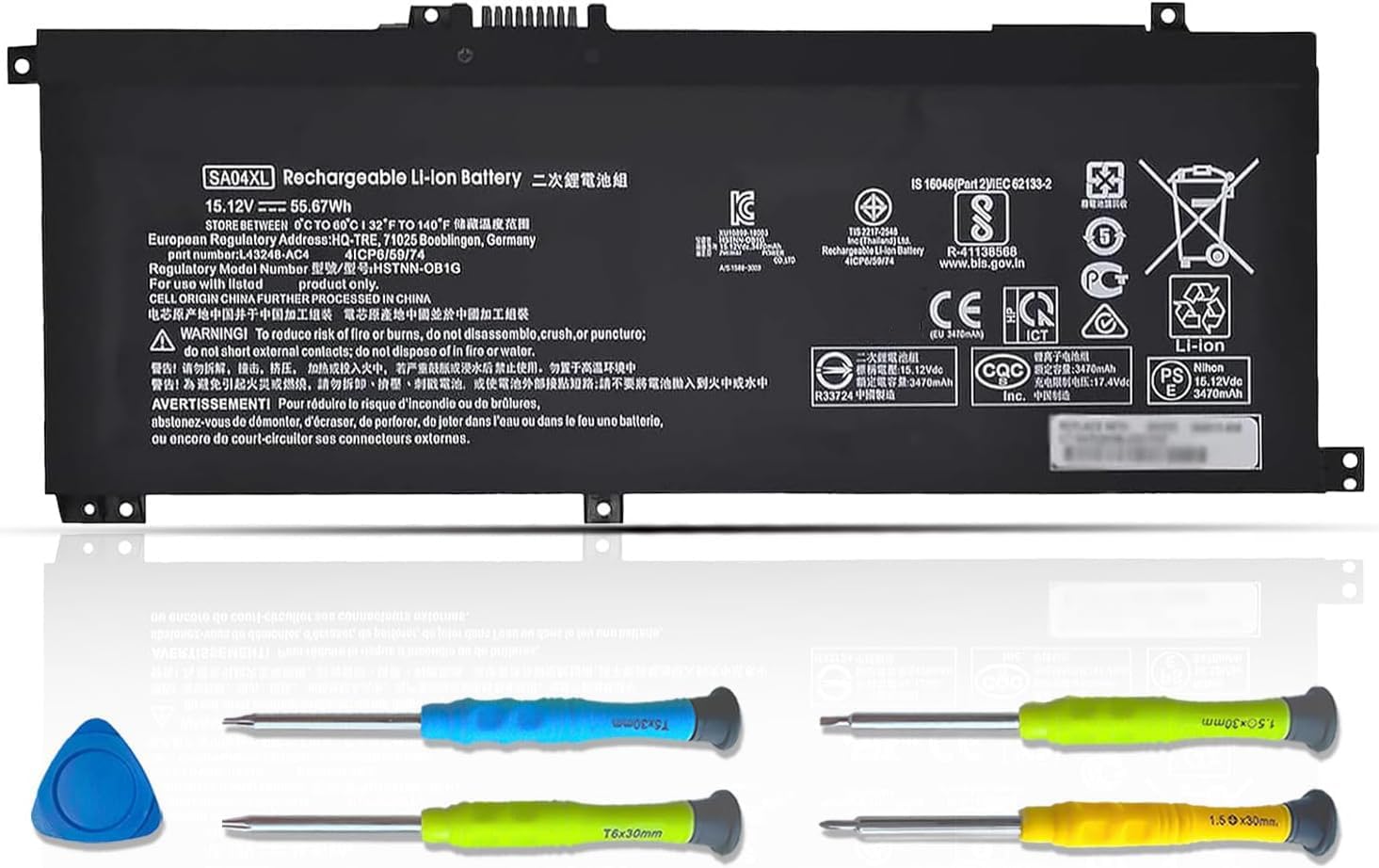 ASODI SA04XL L43267-005 55.67Wh Laptop Battery Compatible with HP Envy X360 15-DR 15-DS 15M-DR 15M-DS 17-CG 17M-CG Series HSTNN-OB1G L43248-AC2 L43248-541 L43248-AC1 HSTNN-OB1F SA04055XL SAO4XL 15.12V