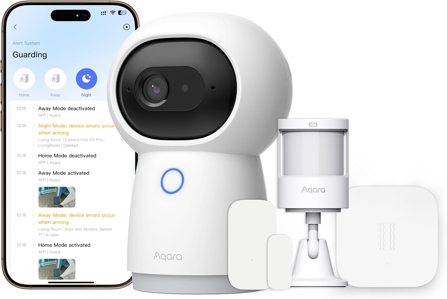 Aqara Home Security System Kit Y100-4-Stück Drahtloses Heim-Alarmsystem | Mit 2K Kamera-Hub G3, 3 Smart Sensors, Lokale Automatisierung & 24/7-Alarm, Unterstützt HomeKit, Google Home, Alexa