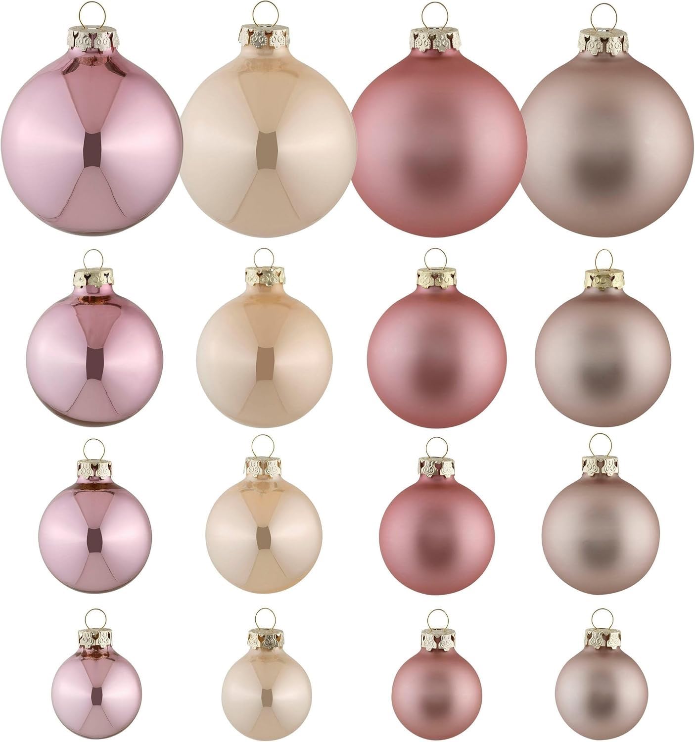 TGS Thüringer Glasdesign Christbaumkugeln aus Glas, 40-teiliges Set (Rose)