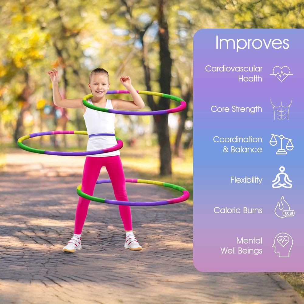 ArtCreativity Hula Hoop for Kids (Pack of 6), Adjustable Size Hoola Hoop Toy for Exercise, 8 Section Detachable Hoola Hoops, Playground Toys for Outdoor Fun, Birthday Party Favors for Boys and Girls - Image 3