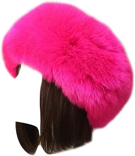 YASHANG Women Fur Headband Faux Furry Neck Ears Warmer Cossack Elastic Soft Hairband Hat Hot Pink