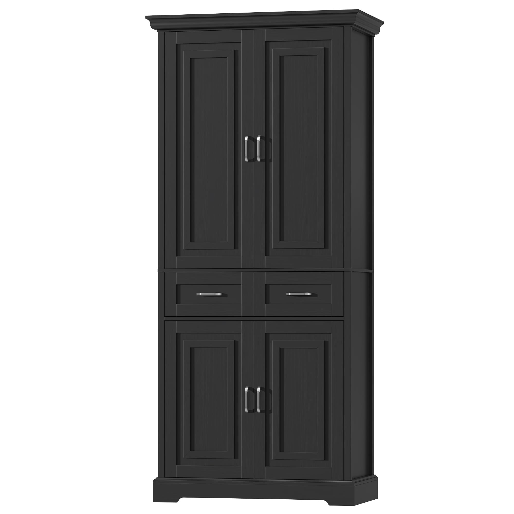 FirFurd 180cm hoch Küchenschrank, Mehrzweckschrank, Vorratsschrank | Mehrzweckschrank mit 4 Türen & Schublade, Hochschrank, Buffetschrank, Küchenschrank hoch für Wohnzimmer, Küche, 80x40x180,5cm