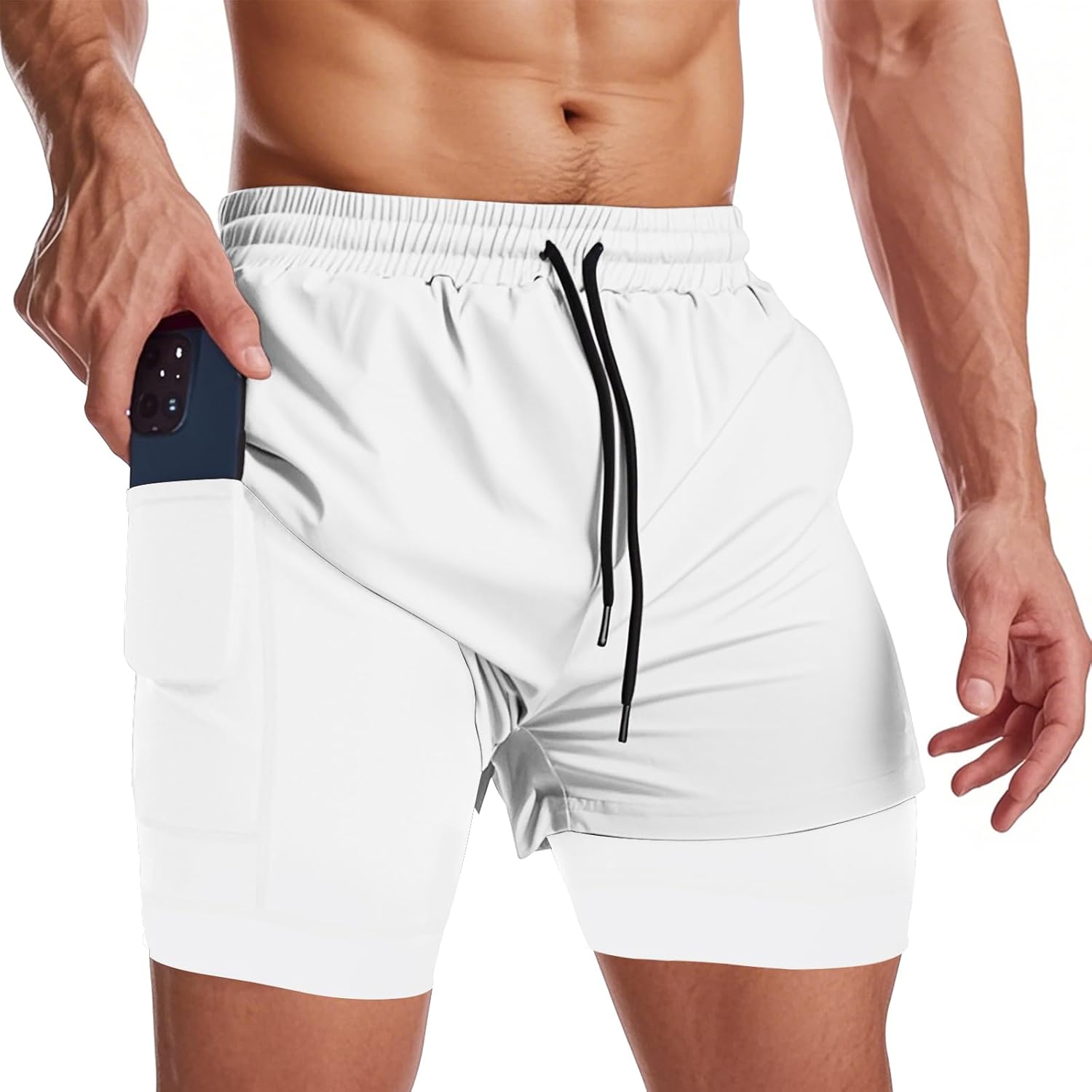 Muscle Killer Men's 2 in 1 Running Shorts Quick Dry Gym Athletic Shorts with Liner Workout Short for Men with Pockets