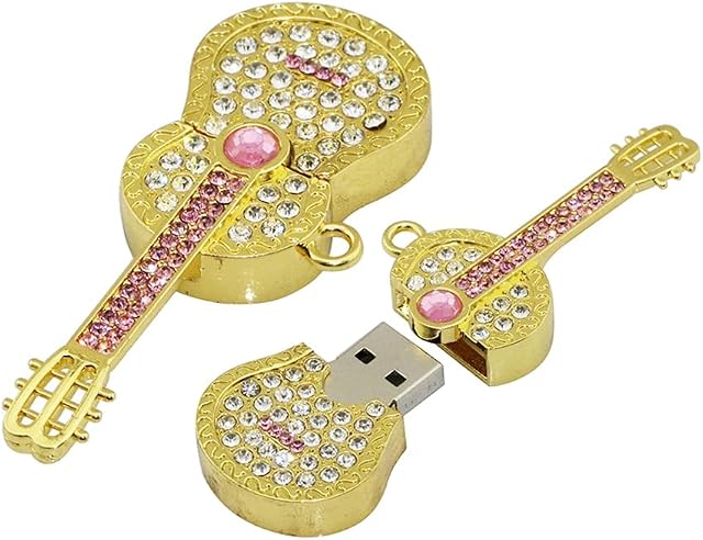 8GB Guitar Shape USB Flash Drive USB Drives Memory Stick Thumb Drives USB 2.0 Disk Pen Drive Date Storage Zip Drive Jump Drive USB Stick USB Drive (Gold)