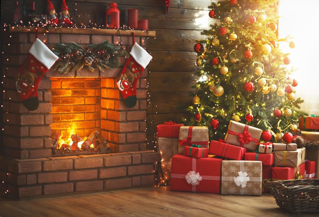 Aoihrraan 10x6.5ft Merry Christmas Backdrop Xmas Tree Colorful Balls