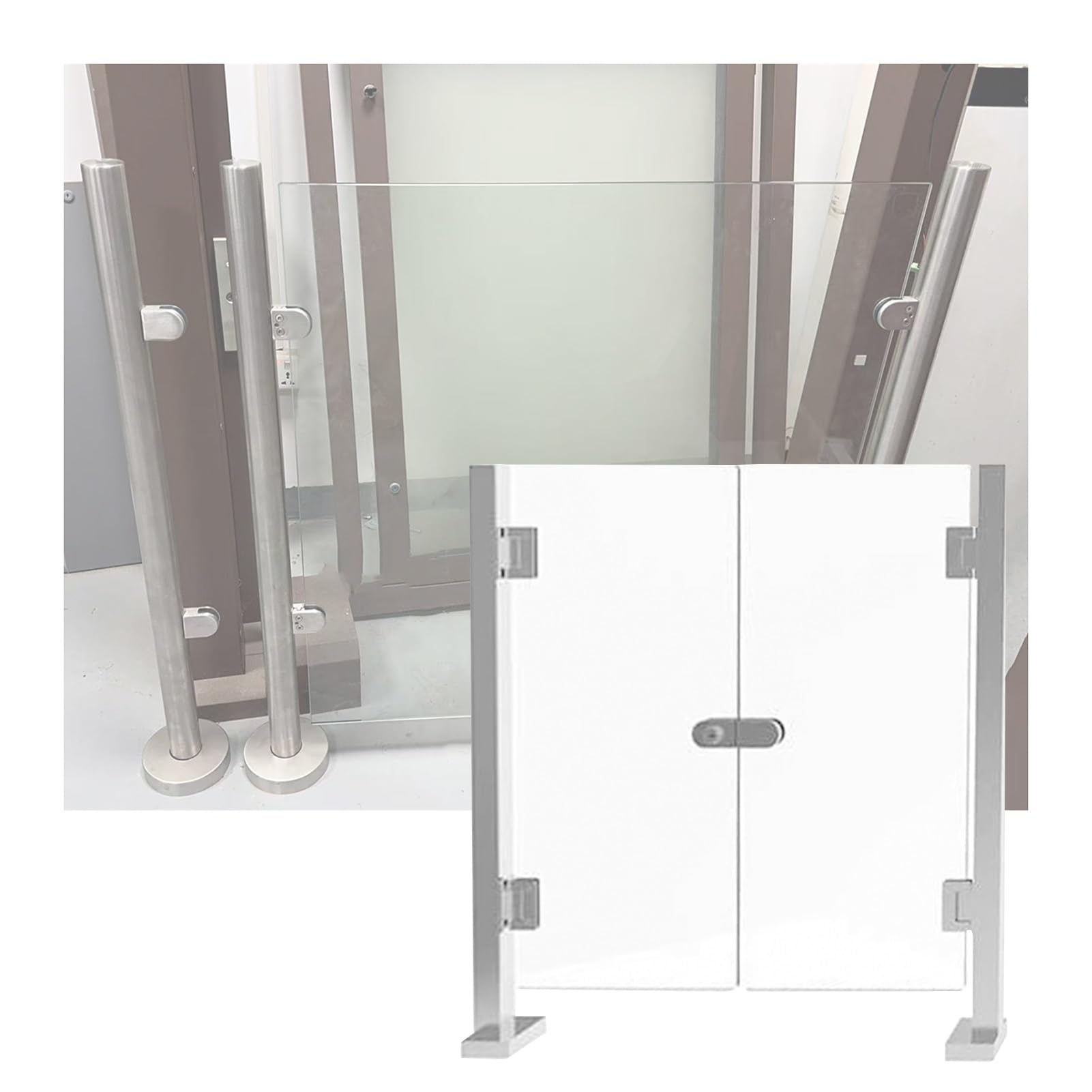 Puerta batiente metálica Industrial - Barrera de Seguridad acrílica de Empuje Manual para supermercados, oficinas y bibliotecas - Control de Acceso Duradero y Seguro (155